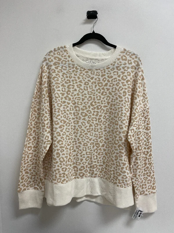 boucle-silk sweatshirts plush -Sweatshirt Crewneck By Time And Tru In Animal Print, Size: 2x