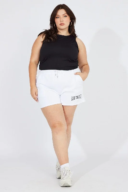 mist grey shorts -White Track Shorts High Waist