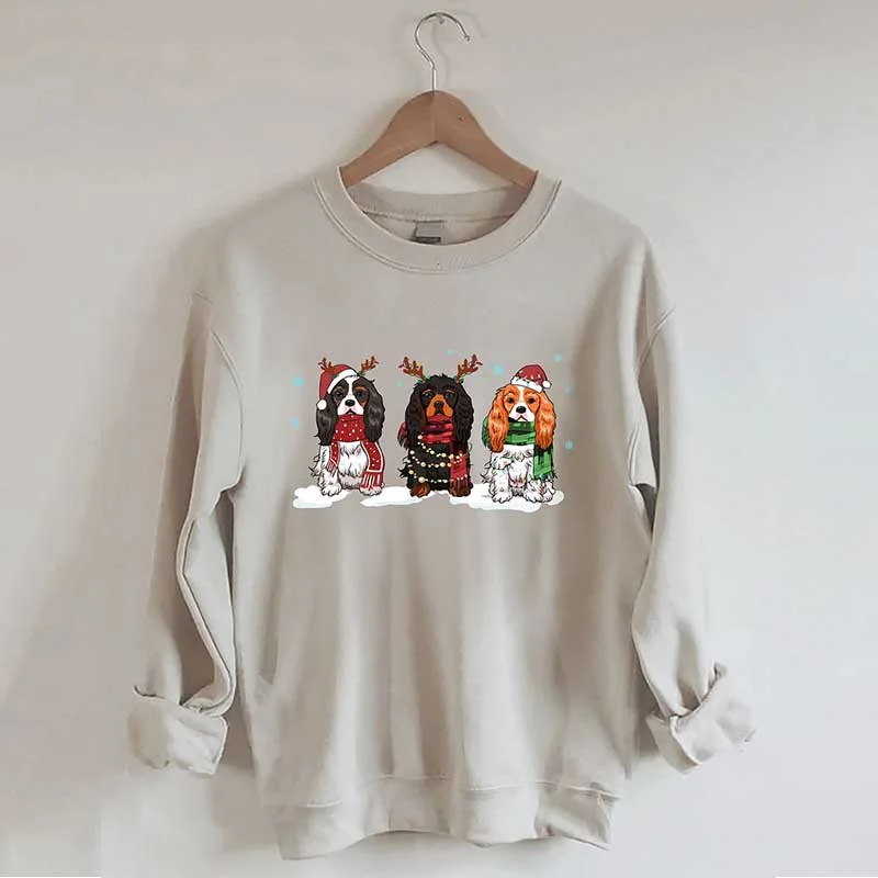 cropped sweatshirts adventure chic -Cavalier King Charles Spaniel Christmas Sweatshirt