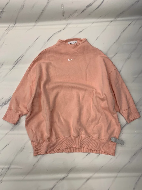 sweatshirts with glitter logos -Athletic Sweatshirt Crewneck By Nike Apparel In Peach, Size: L