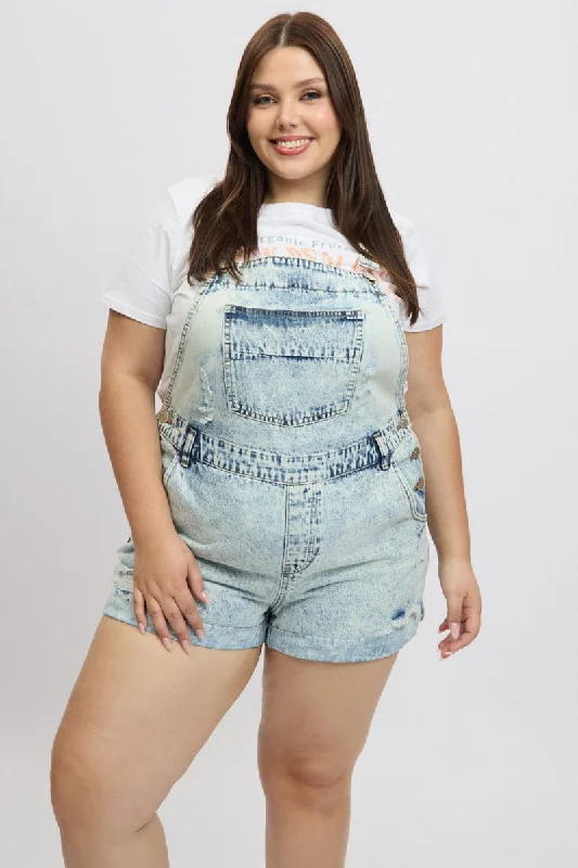 nickel glow shorts -Denim Overall Shorts