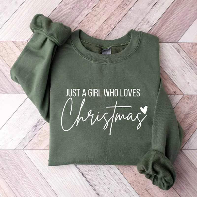 sweatshirts women arctic dune -Just A Girl Who Loves Christmas Sweatshirt