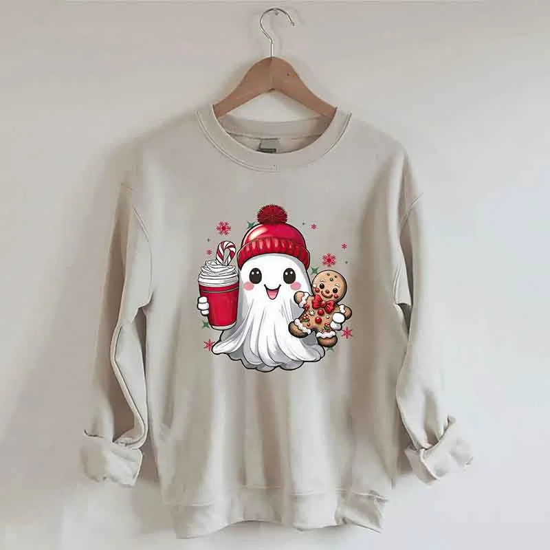 sweatshirts men nomad check -Cute Christmas Ghost Sweatshirt