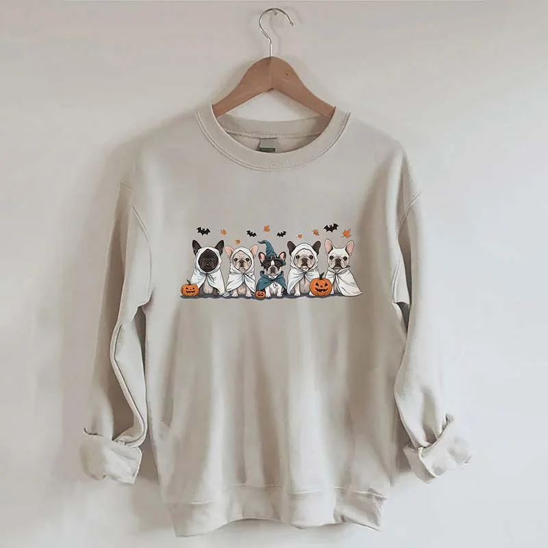 wool-jute sweatshirts warm -Halloween French Bulldog Sweatshirt