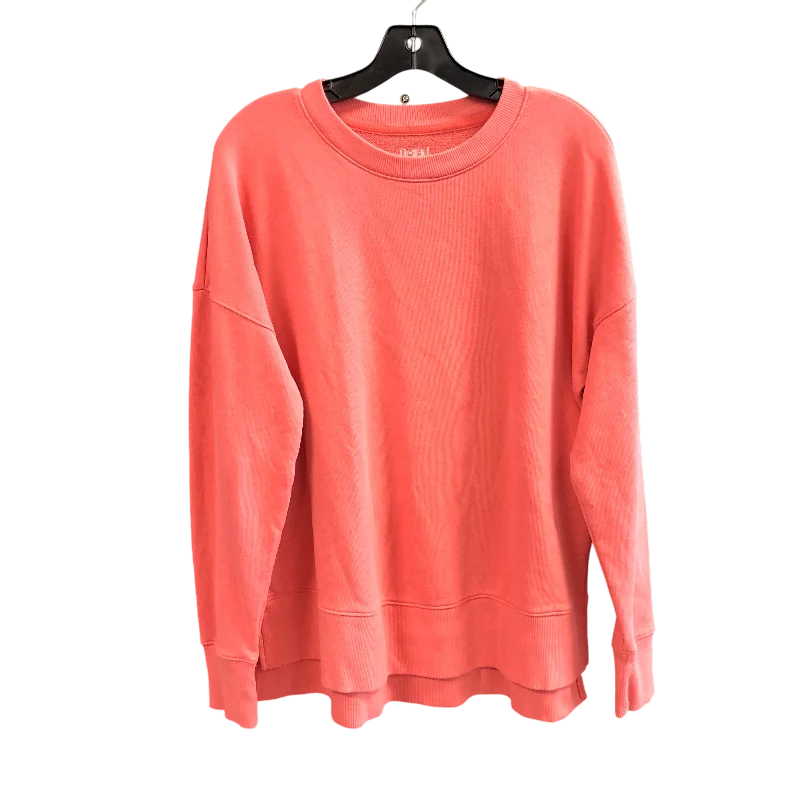 cotton-ramie sweatshirts soft -Sweatshirt Crewneck By Time And Tru In Coral, Size: M