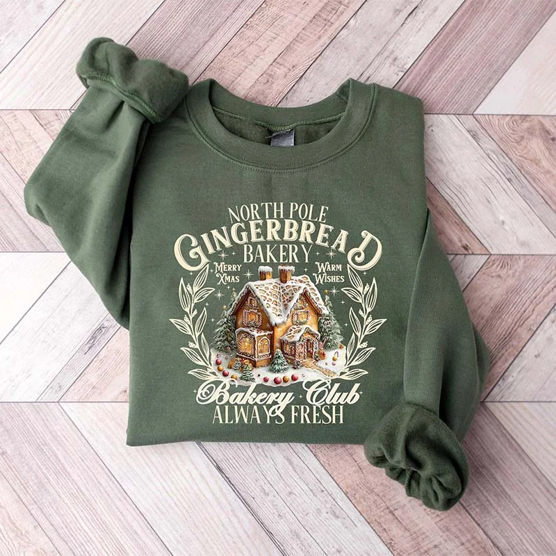 cropped sweatshirts festival layer -Gingerbread Christmas Houses Sweatshirt