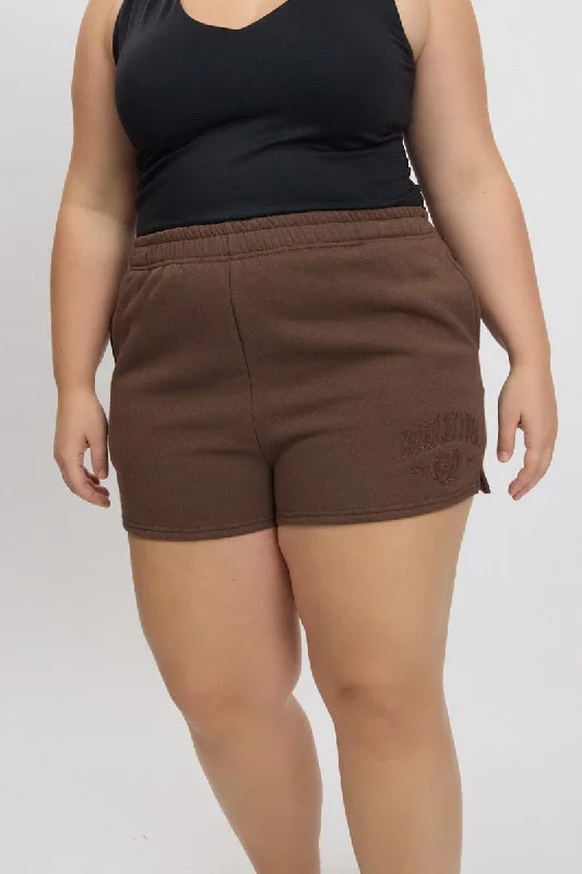 subtle flair shorts -Brown Barcelona Embroidered Track Shorts