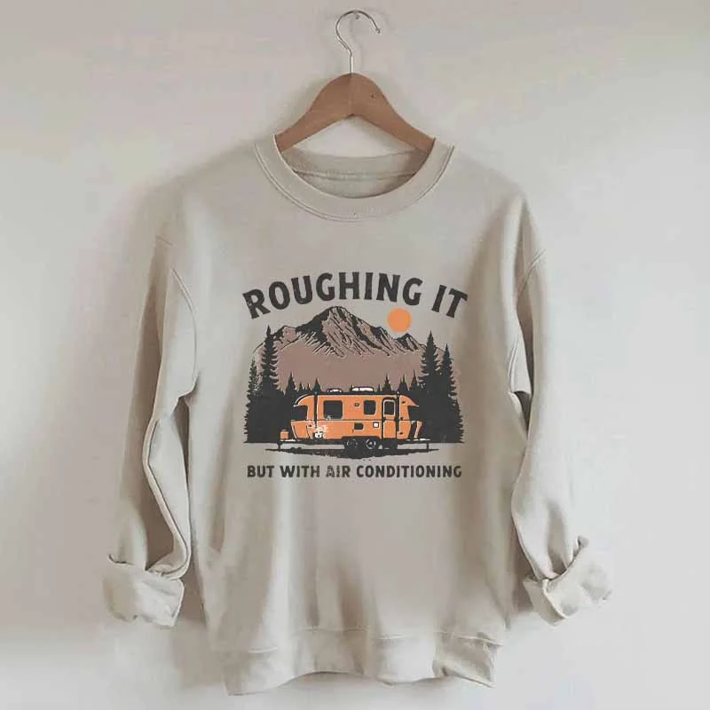 tweed-fleece sweatshirts classic -Roughing It Mountains Retro Vintage Sweatshirt