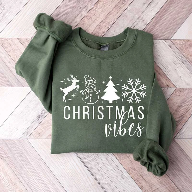 cropped sweatshirts trek vibe -Womens Christmas Vibes Sweatshirt