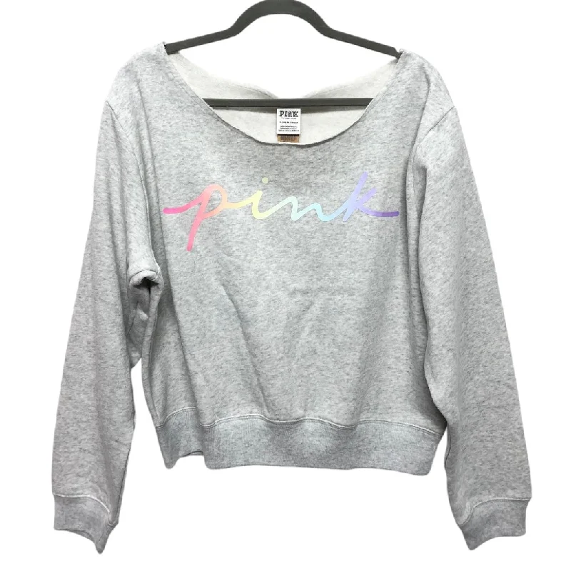 sweatshirts with horn trim -Sweatshirt Crewneck By Pink In Grey, Size: Xl