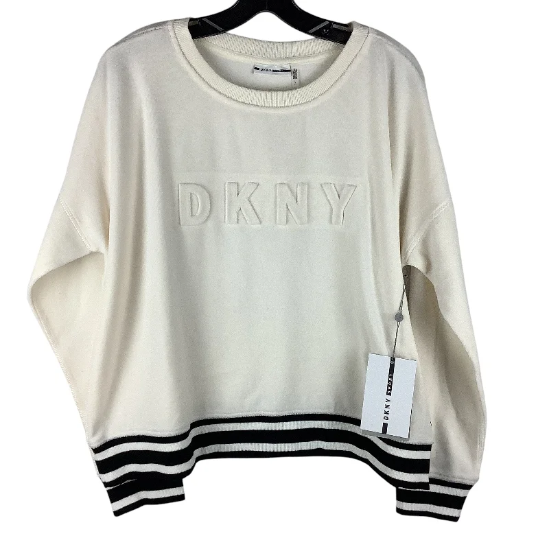 sweatshirts with bead trim -Athletic Sweatshirt Crewneck By Dkny In Cream, Size: L