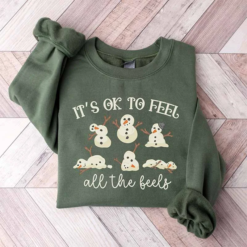 sweatshirts with ruched trim -It's Ok To Feel All the Feels Christmas Sweatshirt