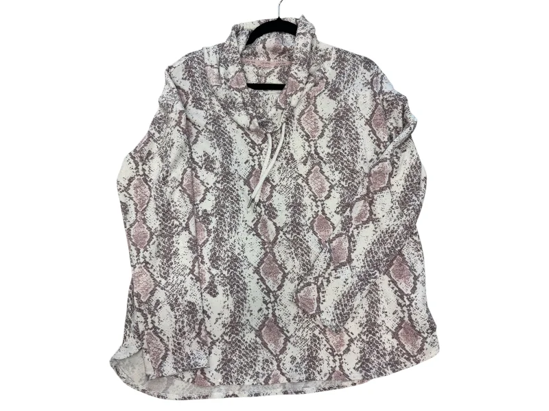 sweatshirts with horn trim -Sweatshirt Collar By Calvin Klein In Snakeskin Print, Size: L