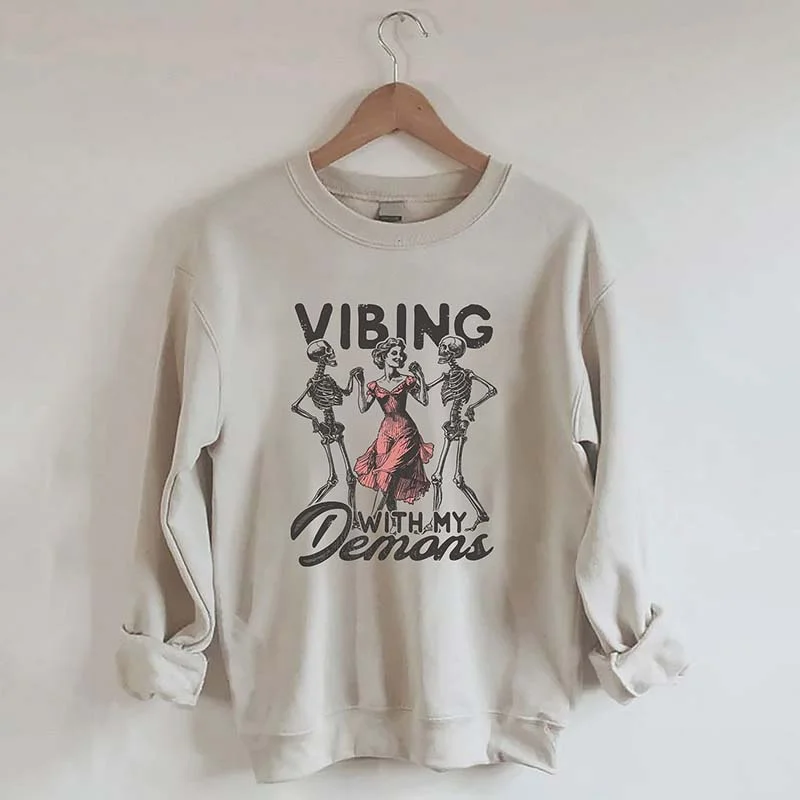 boucle-silk sweatshirts plush -Vibing With My Demons Sweatshirt