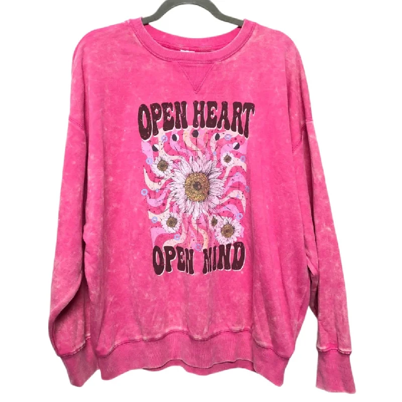 cropped sweatshirts adventure chic -Sweatshirt Crewneck By No Boundaries In Pink, Size: L