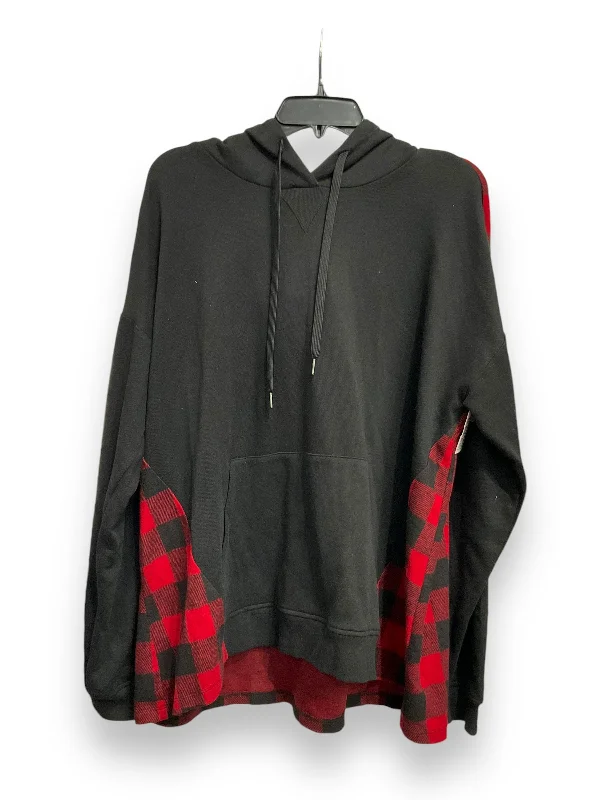 silk-ramie sweatshirts luxe -Sweatshirt Hoodie By Cato In Black & Red, Size: Xl