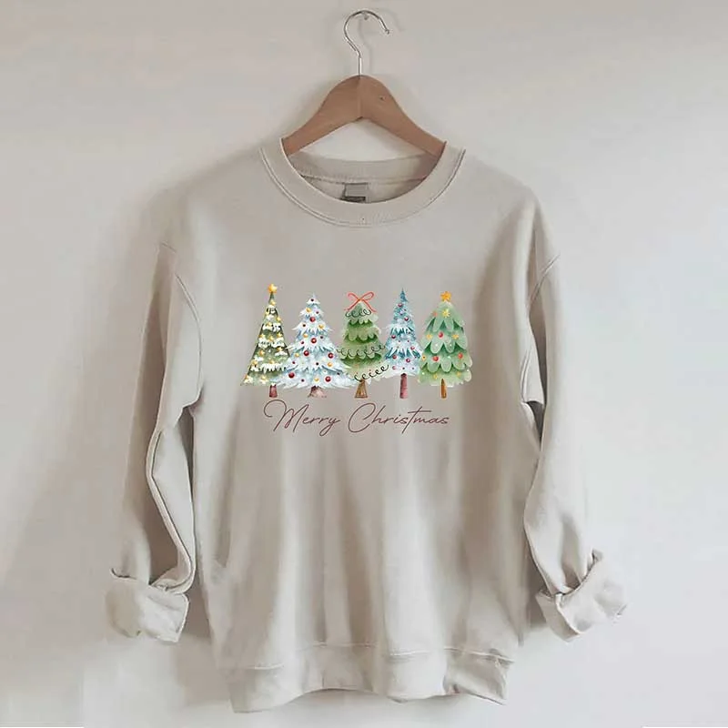 boucle-jute sweatshirts plush -Merry Christmas Tree Sweatshirt