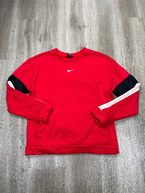 ribbed-silk sweatshirts texture -Sweatshirt Crewneck By Nike Apparel In Red, Size: Xs