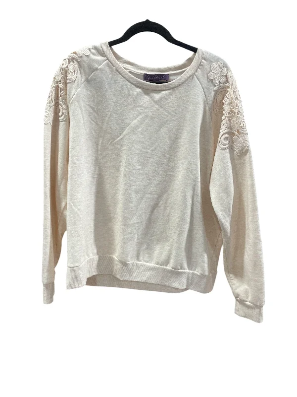 leather-jute sweatshirts hybrid -Sweatshirt Crewneck By Gloria Vanderbilt In Cream, Size: Xl