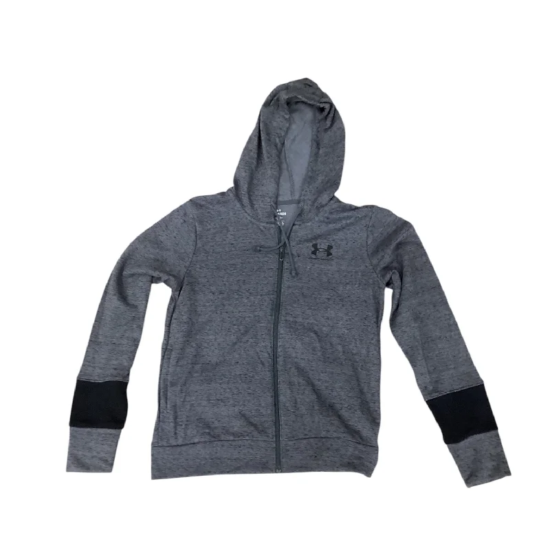 sweatshirts women loose neck -Athletic Sweatshirt Hoodie By Under Armour In Grey, Size: Xs