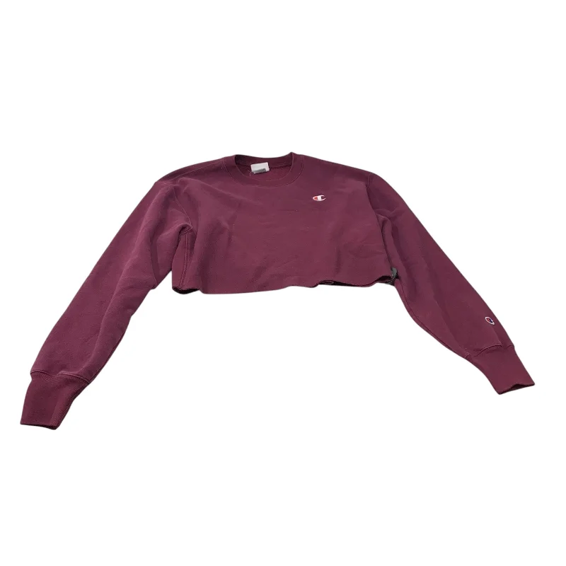 sweatshirts with glitter logos -Sweatshirt Crewneck By Champion In Purple, Size: L