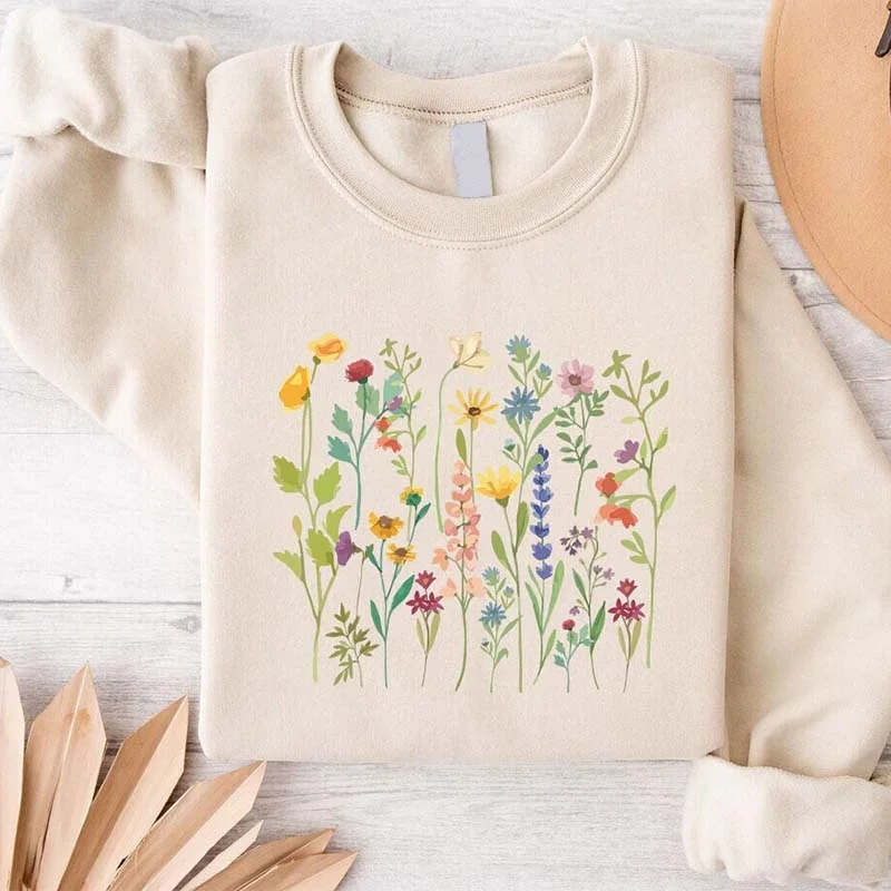 sweatshirts kids starry desert -Vintage Spring Pressed Flowers Sweatshirt