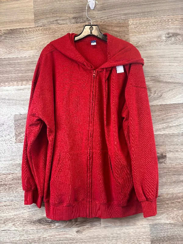 silk-cotton sweatshirts luxe -Sweatshirt Hoodie By Old Navy In Red, Size: M