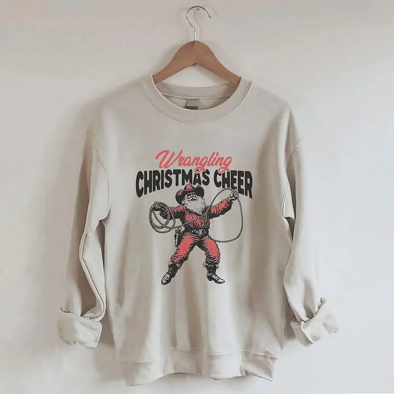 hemp-blend sweatshirts eco chic -Cowboy Santa Claus Sweatshirt