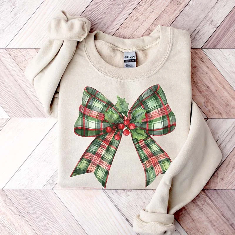 boucle-jute sweatshirts plush -Coquette Christmas Cute Winter Sweatshirt