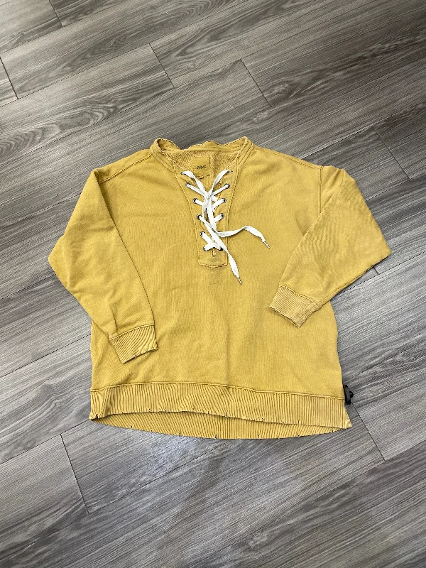 knit-leather sweatshirts hybrid -Sweatshirt Crewneck By Aerie In Yellow, Size: S