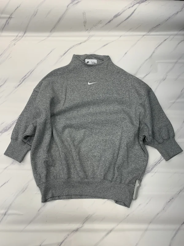 jute-ramie sweatshirts rustic -Athletic Sweatshirt Crewneck By Nike Apparel In Grey, Size: M