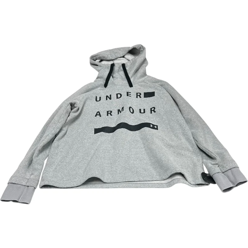 sweatshirts with draped trim -Athletic Sweatshirt Hoodie By Under Armour In Grey, Size: L