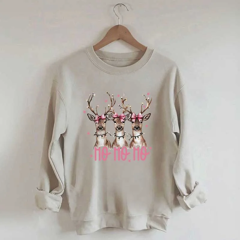 silk-cotton sweatshirts luxe -Ho Ho Ho Deer Sweatshirt