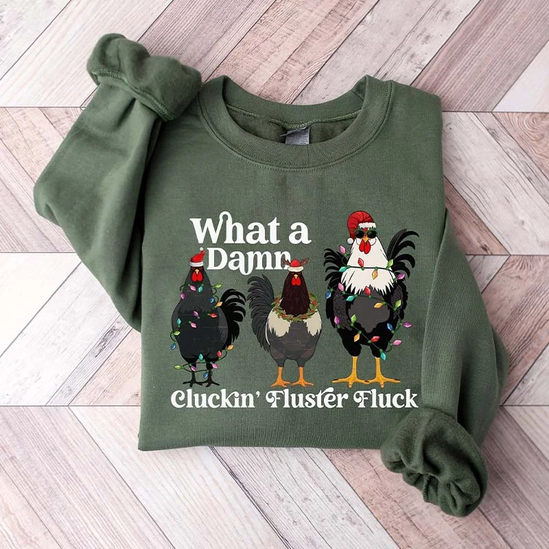 sweatshirts women soft citron -Funny Christmas Chicken Sweatshirt