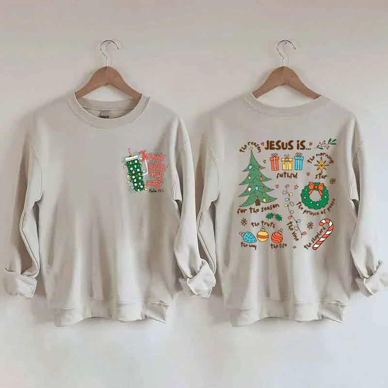 sweatshirts with draped trim -Retro Religious Christmas Sublimation Sweatshirt