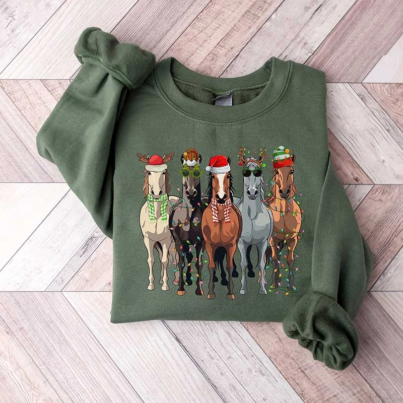 sweatshirts men trail splice -Horse Lover Christmas Funny Holiday Sweatshirt