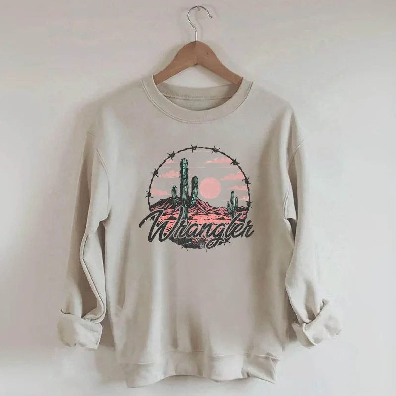 sweatshirts with draped trim -Distressed Western Cowgirl Sweatshirt