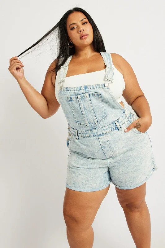 tight pop shorts -Denim Overall Shorts