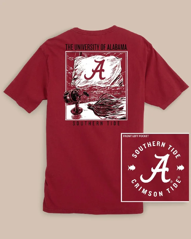 fall harvest t-shirts -Alabama Crimson Tide Fishing Flag T-Shirt