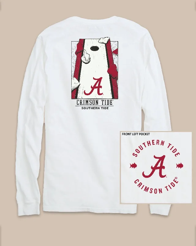 wine square neck t-shirts -Alabama Crimson Tide Gameday Cornhole Board T-Shirt