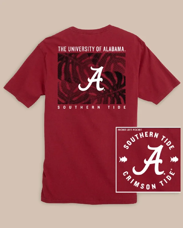 tiger stripe t-shirts -Alabama Crimson Tide Halftone Monstera T-Shirt