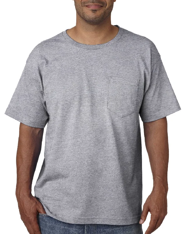 ombre burst t-shirts -Bayside USA Made Short Sleeve Pocket T-Shirt | Dark Ash