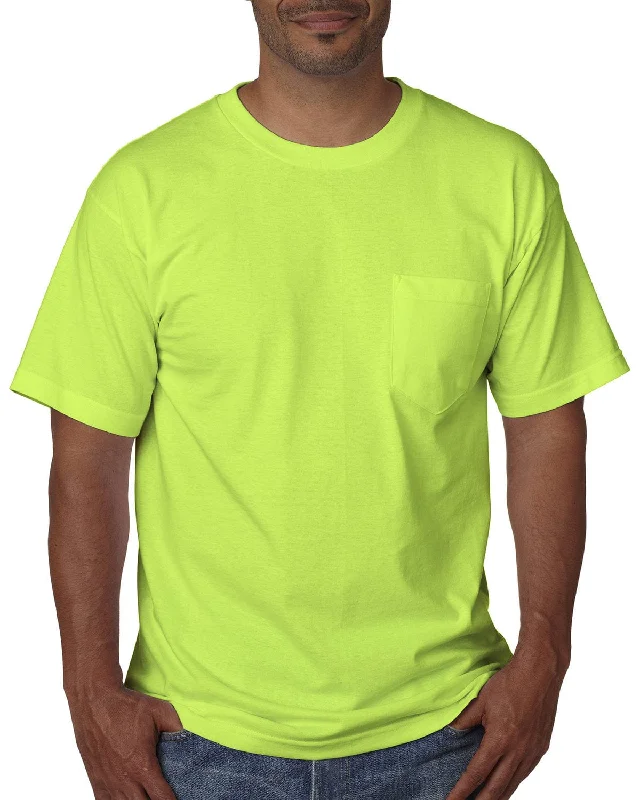 fern cozy t-shirts -Bayside USA Made Short Sleeve Pocket T-Shirt | Lime Green