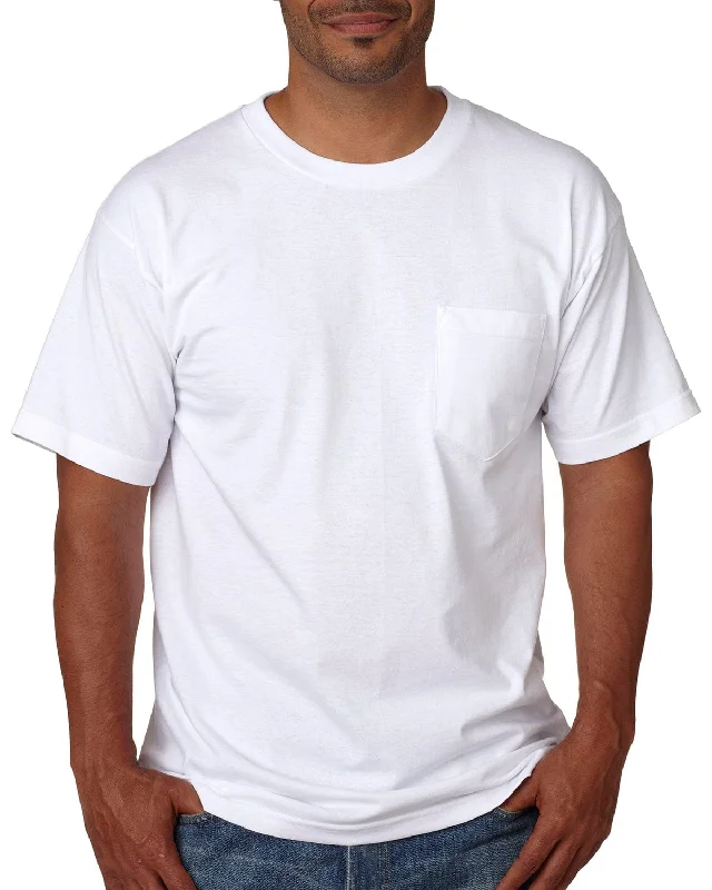 amber ombre t-shirts -Bayside USA Made Short Sleeve Pocket T-Shirt | White