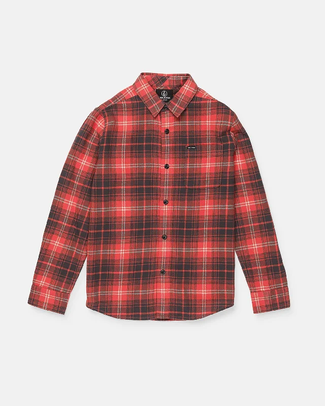 twist sleeve t-shirts -Big Boys Caden Plaid Long Sleeve Shirt - Red