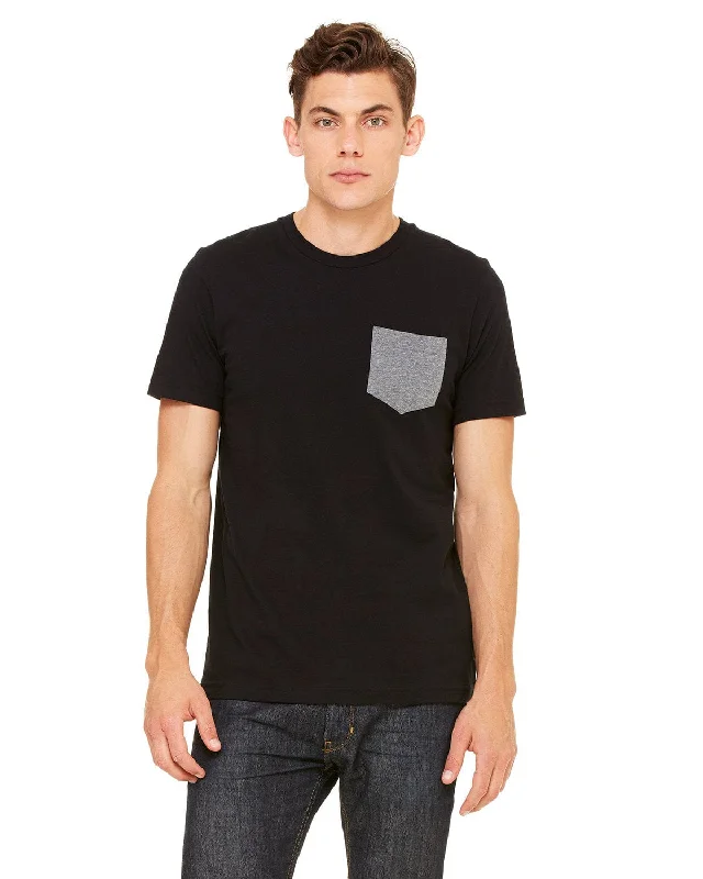 duo burst t-shirts -Bella+Canvas Jersey Pocket T-Shirt | Black/ Deep Hthr