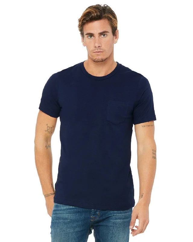 kiwi sleek t-shirts -Bella+Canvas Jersey Pocket T-Shirt | Navy