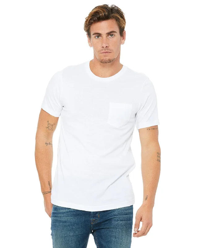 herringbone t-shirts -Bella+Canvas Jersey Pocket T-Shirt | White