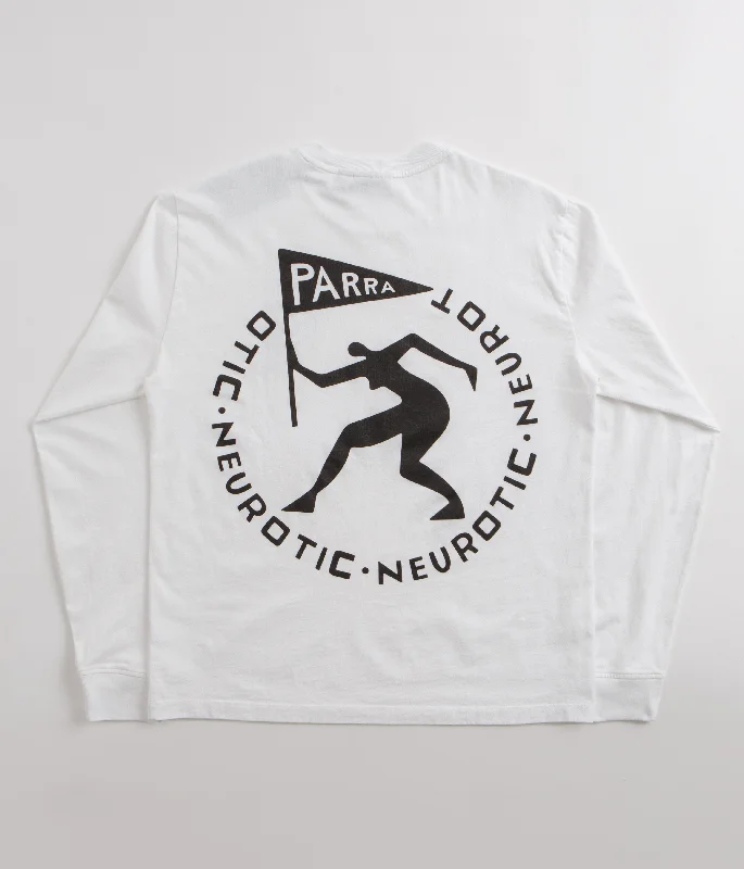 moss stretch t-shirts -by Parra Neurotic Flag Long Sleeve T-Shirt - White