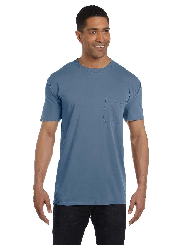 jute blend t-shirts -Comfort Colors Garment-Dyed Pocket T-Shirt | Blue Jean